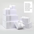 Set di scatole regalo di Natale bianche con fiocchi di seta in varie forme e dimensioni - Scatola regalo bianca