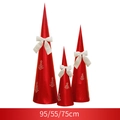 Set di 3 alberi di Natale rossi con fiocchi bianchi, altezze 95cm, 75cm e 55cm - Albero a Cono Rosso e Bianco