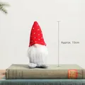 Christmas gnome ornament 15cm with red heart knit hat and faux fur white beard - Style F-Red with White Hearts Knitted Hat Gnome