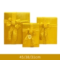 Three gold Christmas gift boxes with Merry Christmas embossing in 45cm 38cm 31cm sizes - Three-Piece Set / Gold Square Gift Box