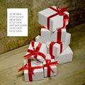 Set di scatole regalo di Natale bianche con nastri di raso rosso in sette dimensioni - Scatola Rosso e Bianco