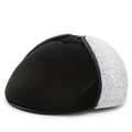 Winter flat cap in black with thick grey faux fur ear flaps for senior men - Black