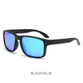 Classic polarized sport sunglasses with black frame and blue mirrored lenses - Black Frame Blue Lens