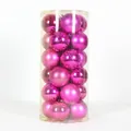 Palline di Natale rosa e fucsia da 8cm lucide in confezione cilindrica trasparente - 8cm (Confezione da 24) / Rosa Rossa