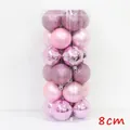 Set palline di Natale rosa 8cm con finiture glitter, opache e lucide in tubo - 8cm (Confezione da 24) / Rosa