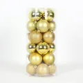 Lot de boules de Noël dorées avec finitions pailletées, mates et brillantes en tube - 6cm (Lot de 24) / Doré