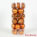 Set di 24 palline di Natale bronzo da 6cm con finiture opache, lucide e glitterate - 6cm (Confezione da 24) / Bronzo