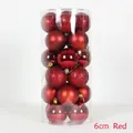 Set di palline di Natale rosse da 6 cm con finiture opache, lucide e glitterate - 6cm (Confezione da 24) / Rosso