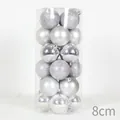 Set di palline di Natale argento da 8cm con finiture a specchio, opache e glitter - 8cm (Confezione da 24) / Argento