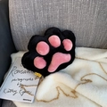 Cute black cat paw plush crossbody bag with pink pads and gold chain strap detail - Black