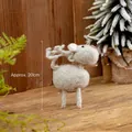 Handcrafted grey wool felt reindeer Christmas decoration standing 20cm tall for home - Elk