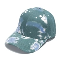 Detailed side view of tie-dye baseball cap with blue and green cotton twill texture - 56-60cm Adjustable / Green