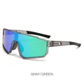 Unisex sports cycling sunglasses with gray frame and green reflective lenses - Grey Frame Green Lens