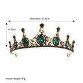 Baroque golden tiara with green crystals and black rhinestones for bridal parties - Antique Gold/Green (TS-J2853)