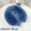Denimblauer Kunstpelz-Kragen mit goldener Metallschnalle für Damen im Winter - Denim-Blau