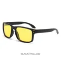 Classic square black frame night vision sports sunglasses with yellow polarized lenses - Black Frame Night Vision Lens