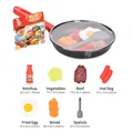 Set cucina per bambini con padella rossa, cibo giocattolo e vari accessori - Nero