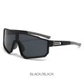 Outdoor sports shield sunglasses with matte black frame and dark grey lenses for cyclists - Black Frame Black Grey Lens