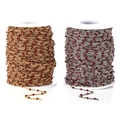 Detail of colorful enamel beads on gold and silver stainless steel DIY jewelry chains - Bean Paste Red