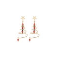 Christmas tree drop earrings with gold spiral wire and red green festive beads - Star