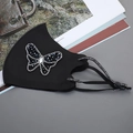 Masque solaire en soie glacée noire avec motif papillon strass et sangles réglables - Papillon-Noir