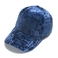 Berretto da baseball alla moda in velluto blu scuro con calda trama autunnale - Blu