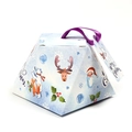 Light blue triangular Christmas candy box with watercolor reindeer and polar bear - Single Piece / S513 Purple Polar Bear (No Tag)