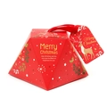 Red pyramid Christmas gift box with ribbon handle and festive Merry Christmas tag - Single Piece / S513 Red Elk & Bear (No Tag)