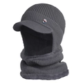 Winter knitted trapper hat for men in grey with warm fleece lining and brim - Dark Gray