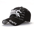 Hip-hop style black baseball cap with white Gaphy embroidery and street art graphics - Black With White Letters