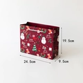 Dark red Christmas gift bag with snowman and tree patterns, size 24.5x19.5x9.5cm - Merry Christmas Gift Bag - Medium