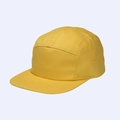 Detailed close-up of a bright yellow 5-panel cotton twill camper hat with stitched eyelets - M(56-59CM) / Yellow
