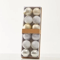 12-pack silver and champagne gold Christmas ball ornaments with mixed textures in PVC box - 6cm Kraft Paper Champagne Silver (12pcs/Box)