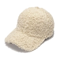 Winter faux lamb wool baseball cap in beige fluffy texture for a warm minimalist style - 56-60cm Adjustable / Beige