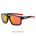 Lunettes de cyclisme noir mat avec verres miroirs orange et branches en caoutchouc rouge - Monture Noire Verres Oranges