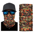 Seamless camouflage neck gaiter with artistic skull pattern for outdoor sports - S282 Green Camouflage