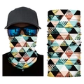 Thermal seamless neck gaiter featuring colorful geometric triangle and tropical leaf patterns - S281 Palm Geometric