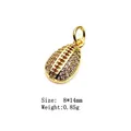 Golden American football charm with white cubic zirconia stones in 8x14mm size - 4#-Rugby