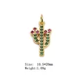 Micro-paved cactus charm pendant in gold finish with green and rose zircons 10.5x20mm - 1#-Cactus