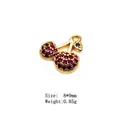 Gold cherry pendant with purple cubic zirconia and green gem for DIY jewelry 8x9mm - 5#-Cherry