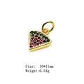 Watermelon fruit charm pendant with red and green zircon pavé for bracelets, 10x11mm - 12#-Watermelon Slice