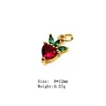 Strawberry fruit pendant with red heart zircon and green leaf gems 8x12mm size - 16#-Strawberry