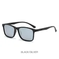 Lunettes de soleil polarisées pour hommes en noir mat avec verres miroir argentés - Monture Noire Verres Miroir Argent