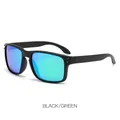 Polarized sports sunglasses with matte black frame and green mirrored lenses - Black Frame Green Lens