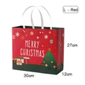 Red Christmas paper gift bag with Merry Christmas text and festive tree pattern L size - L Red - Colorful Christmas Gift Bag