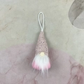 Gnomo rosa decorativo con cappello di paillettes oro rosa e barba bianca per il Natale - Piccolo ciondolo senza volto rosa / Rosa