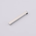 Detailed macro view of 5x40mm polished stainless steel rectangular bar pendant - Steel