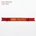 Striscione Merry Christmas in velluto rosso vino da 1,2m con bordi dorati per Natale - Banner a Nastro Rosso Vino / Borgogna