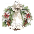 45cm Christmas wreath with red berries, pine cones and Merry Christmas wooden sign - 45CM Cedar Letter Plate