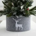 Cache-pied de sapin de Noël en feutre gris avec rennes blancs, base de 77cm pour sapins 60cm - Convient Pour Sapin De 60cm (77x13cm)